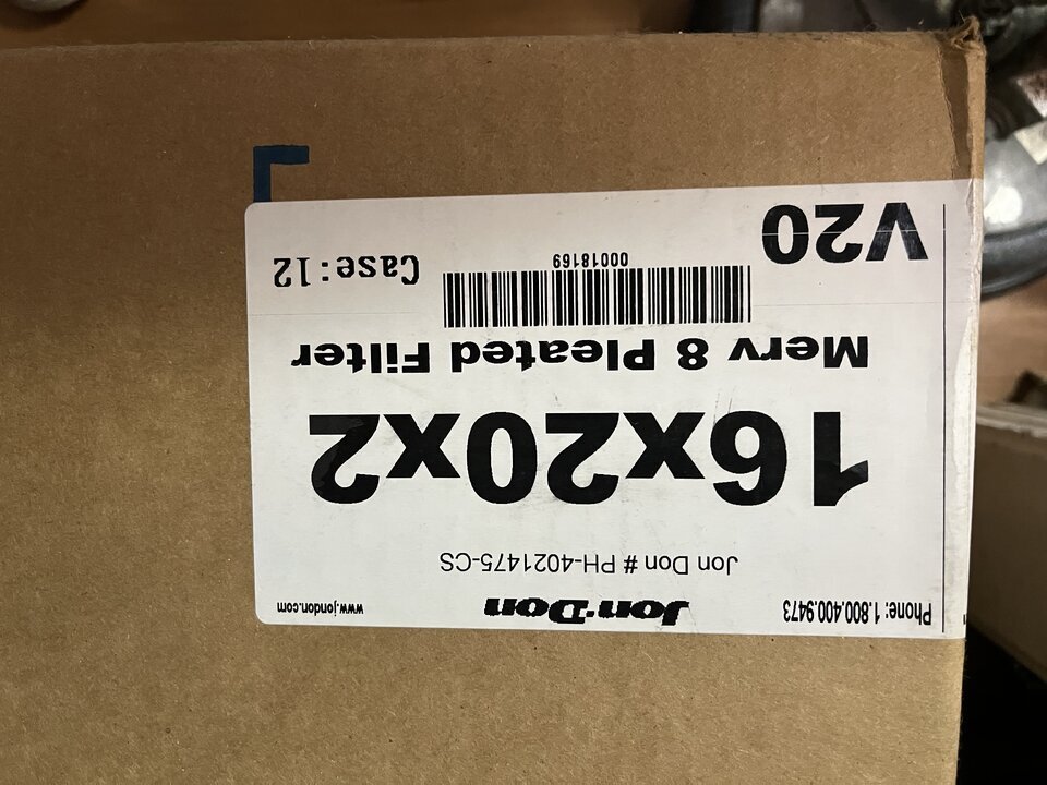 16x20 inch filters and 7.5x7.5 inch plastic ducting for phoenix dehu